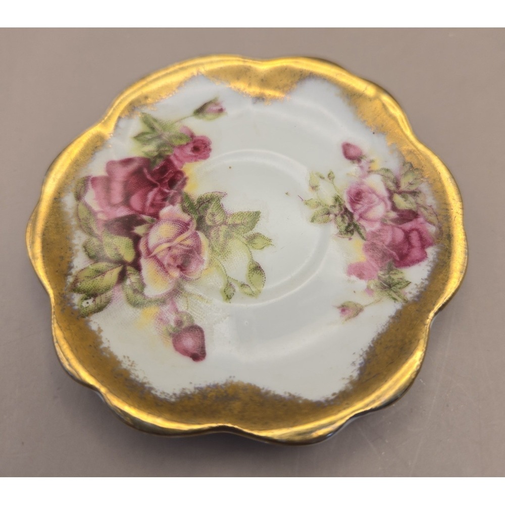 Vintage "Golden ROSE" Plate Bone China, Norcrest‎ Tea Bag Holder Gold Trim